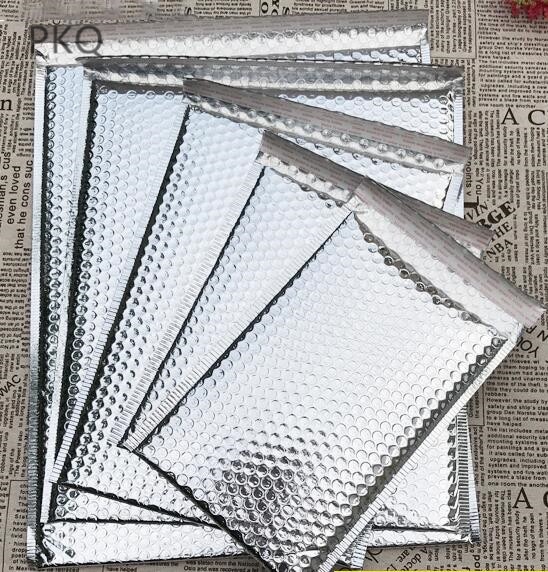 20pcs 14*16cm/15*18CM/18*23cm/20*25cm/25*30cm bubble Mailer envelopes padded Mailing Bag silver envelope for jewelry