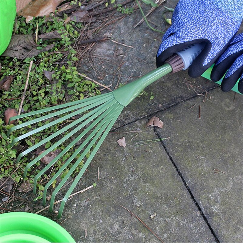 1Piece 39cm Garden Rake Hand Cultivator for Garden Rubber Handle Rust-proof Seed Leaf Cleaning Rake Gardening Tools