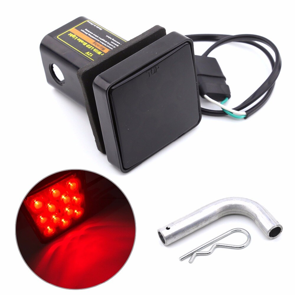 KEYECU 2" Trailer Hitch Receiver Cover with 12 LED Brake Leds Light Tube Cover w/ Pin added safety AND easy-to-install