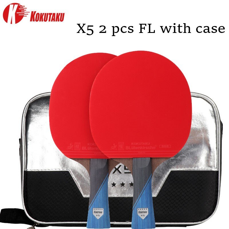 Raqueta de tenis de mesa con certificación ITTF, 2 uds, KOKUTAKU X4 X5 X6, raqueta de Ping Pong, pala de carbono, espinillas de goma: X5 FL