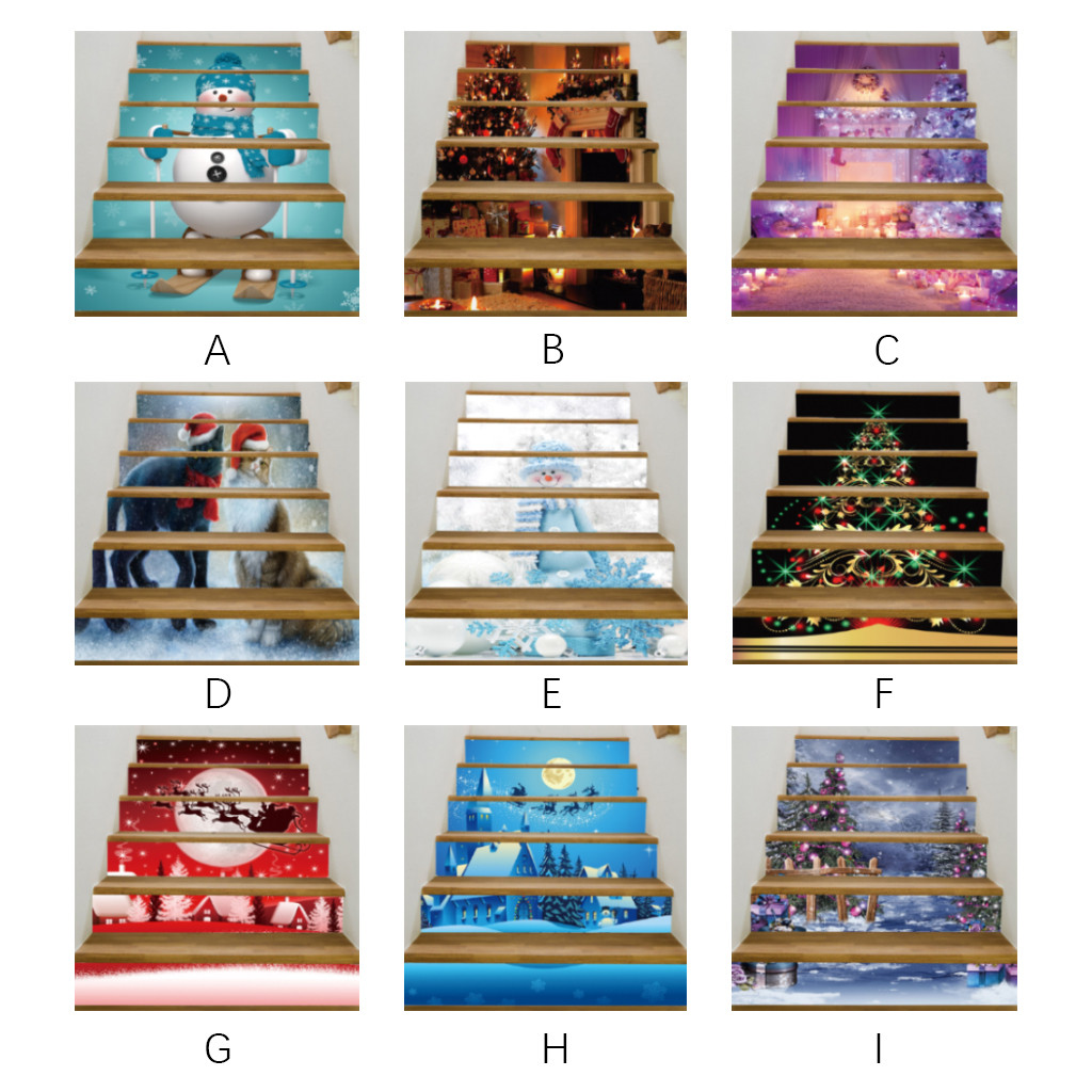 6pcs/set stickers Stairs Christmas 3D Simulation Stair Sticker Waterproof Wall Sticker DIY Self-adhensive PVC Stairs Sticker #1