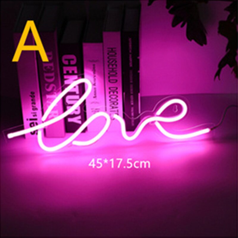 Letrero de neón para decoración de pared del hogar, luces LED de Panel de luces de neón para de Navidad, tienda, 10 tipos de luces de neón de colores, Love Hello: love