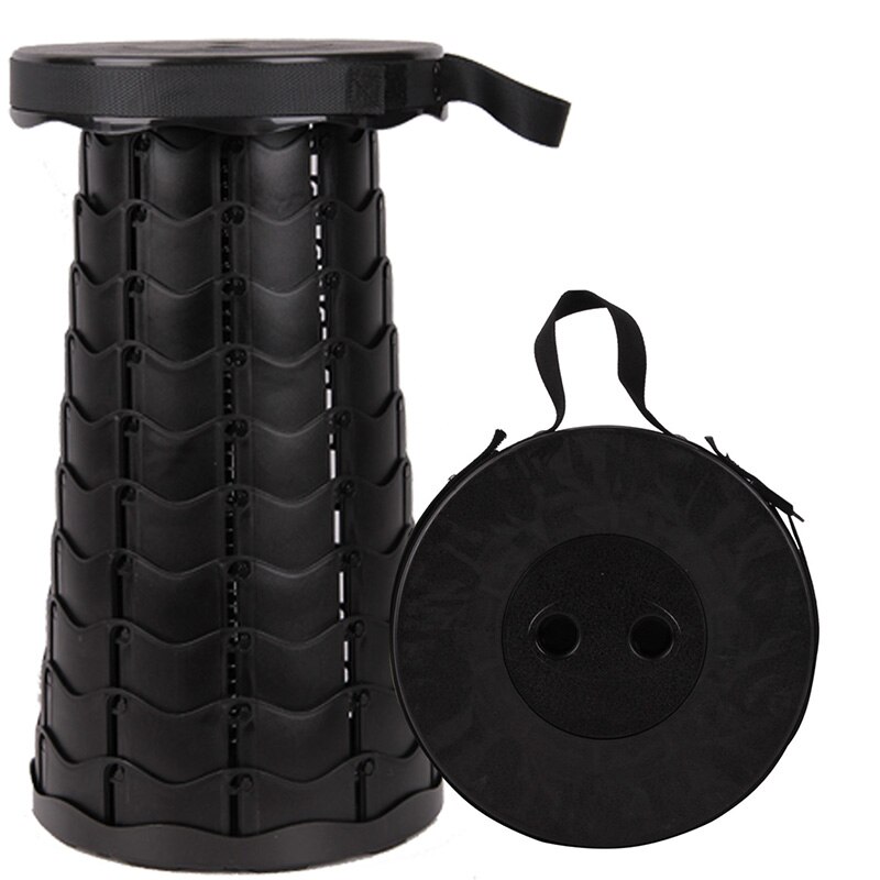 Outdoor Camping Stretchable Kruk Rekbaar Draagbare Plastic Kruk Rekbaar Stoel Vissen Opvouwbare Kruk: Black