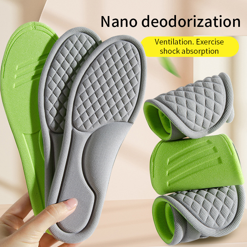 Sports Insoles for Shoes 5D Massage Soft Deodorant Breathable Shock Absorbant Cushion Running Insoles For Feet Men Women