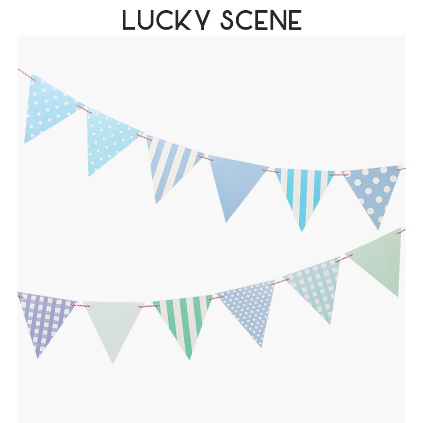 Paper Banner Flags Bunting Birthday Event Festival Party Celebration, Decorations S00451: Blue dot