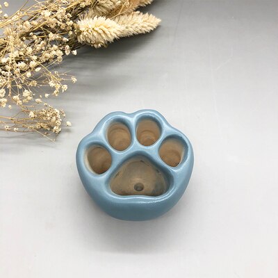 Lovely Multicolor Cat Paw Cement Flower Pot Mini Succulent Plant Container Desktop Home Ornament Garden Planter Small: M