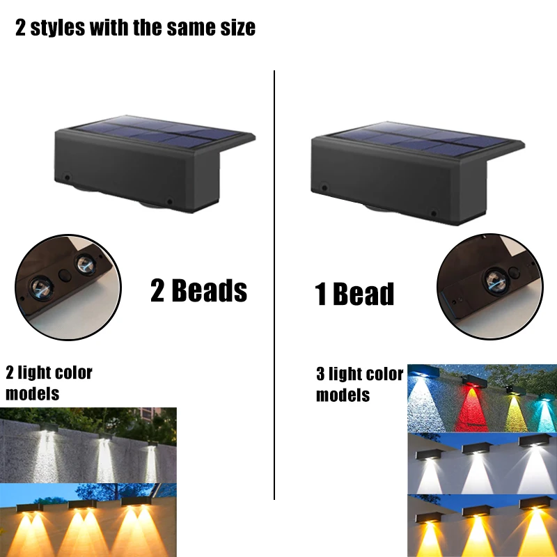 Luz Solar de pared para exteriores, lámpara impermeable para valla, foco Ultra fuerte, iluminación para valla de jardín o pared Exterior, 1 Uds.
