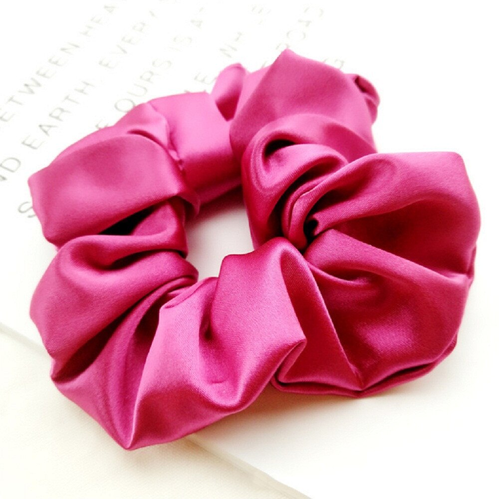 Faux Zijde Chouchou Vrouwen Meisjes Elastische Haar Elastiekjes Accessoires Gom Voor Vrouwen Tie Haar Ring Touw Paardenstaart Houder: Rose Rood