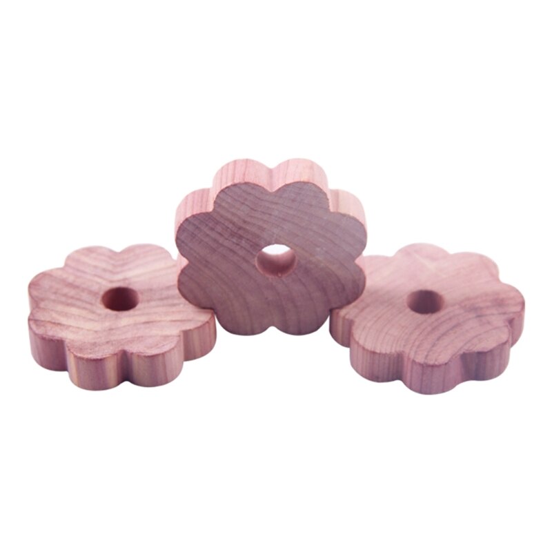 12Pcs Cederhout Blok Sneeuwvlok Stuk Garderobe Natuurlijke Muggenspray Mot N1HA