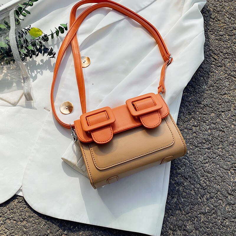 Original messenger bag firkantet bag skulderveske macaron crossbody bag bredde 18cm høyde 13cm tykkelse 8cm