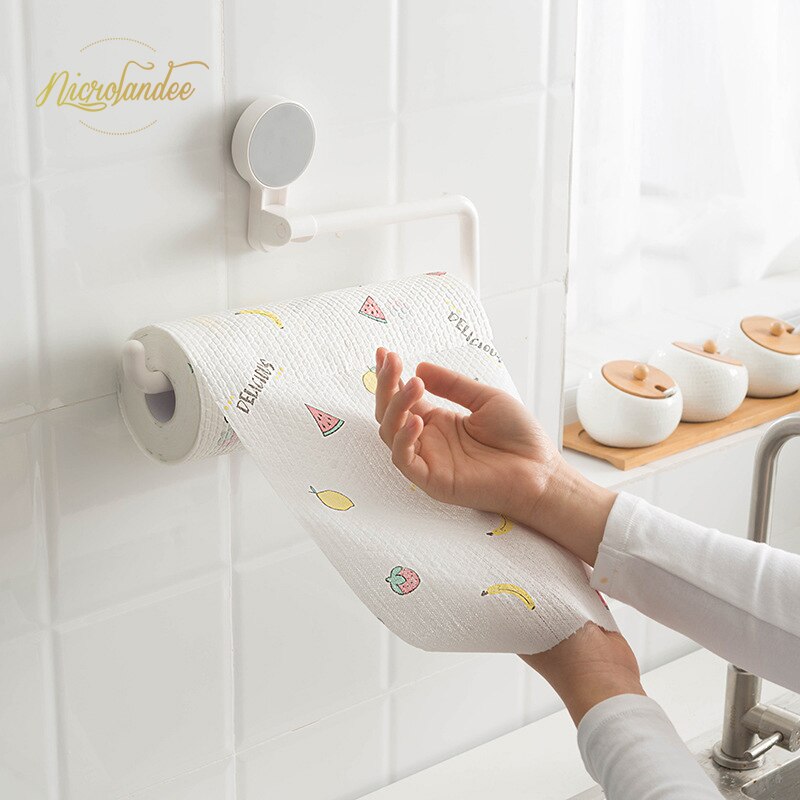Nicrolandee 1 rulle non-woven stof dovne klude våde og tørre vaskbare engangsopvaskepapir til køkkenarbejde