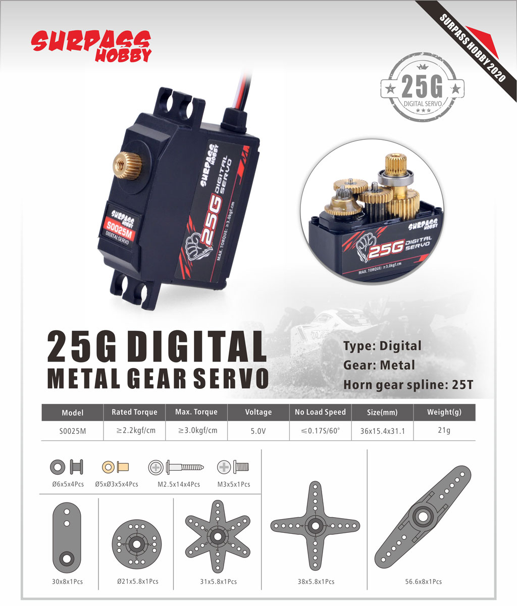 Overtreffen Hobby 17G Metal Gear Digitale Servo 25G 9G Micro Mini Voor 1/18 1/16 Rc Auto Vrachtwagen boot Vliegtuig Robot Helicoper Duct Vliegtuig