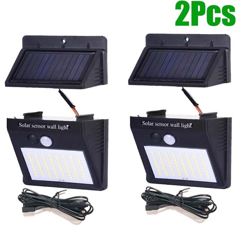 Solar energy light indoor night lighting LED lamp exterior Solar panel for Home garden Street Yard Path separable: White Light 2Pcs / 1.2 W 64 LED