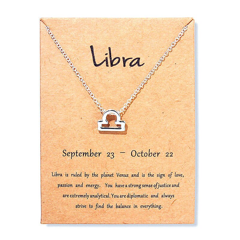 Vrouwen 12 Horoscoop Sterrenbeeld Goud Kleur Hanger Ketting Taurus Ram Leeuw 12 Sterrenbeelden Sieraden Kinderen Kerstcadeaus: Libra