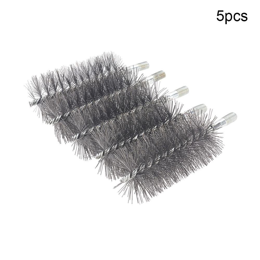 2pcs/5pcs 12mm Thread Wire Brush Metal Handle 18~80mm Brush Working Diameter Steel Wire Pipe Tube Cleaning Chimney Brush Kit: 65mm x5pcs