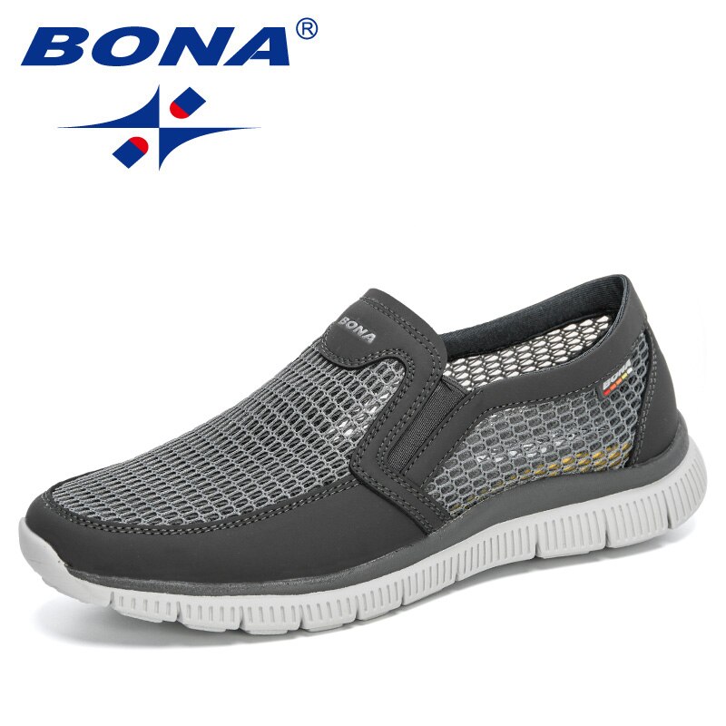 Bona designere mesh komfortable lette joggesko menn sko tenis masculino zapatillas hombre joggesko menn fottøy: Mørk grå / 9