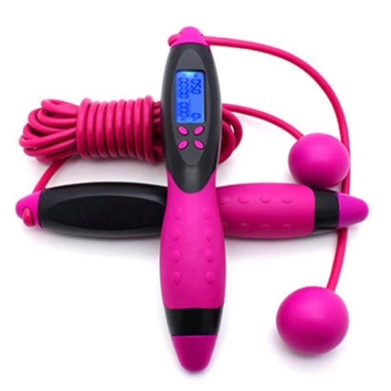 1pc springtouwen slimme elektronische teltoestellen springtouw calorieverbruik fitnessapparatuur digitale springtouwen gereedschap: Zwart paars