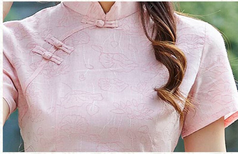 Sheng coco rosa kinesiske skjorter dame jacquard bomull qipao skjorte hanfu tradisjonelle topper kinesisk stil te service klær
