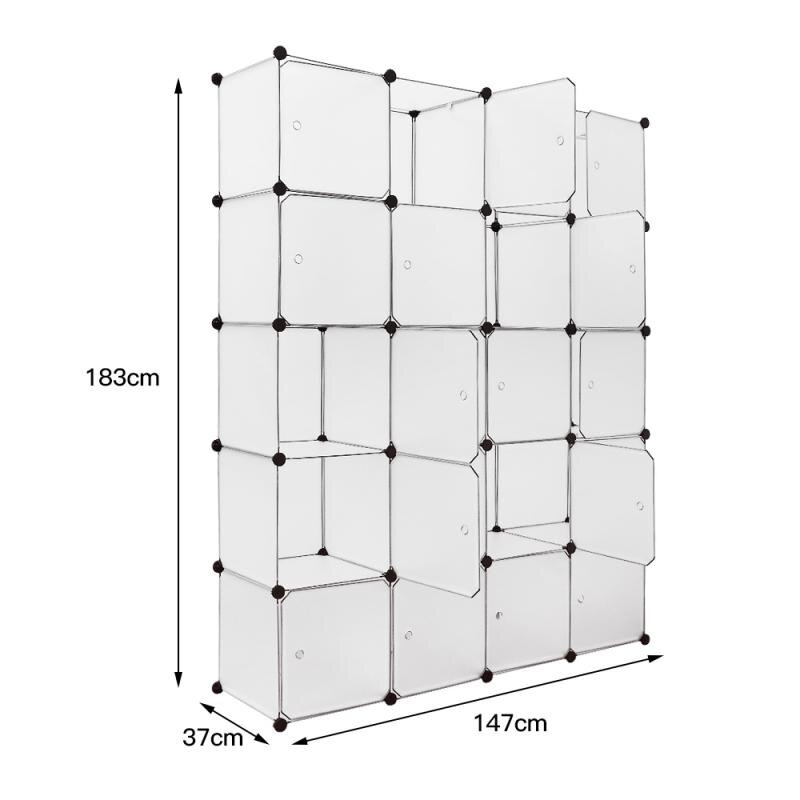 20 Grid Transparent Plastic Wardrobe Bedroom Furniture Clothes Storage Organizer Cabinet Combine Shoes Clothing Organizer HWC: Default Title