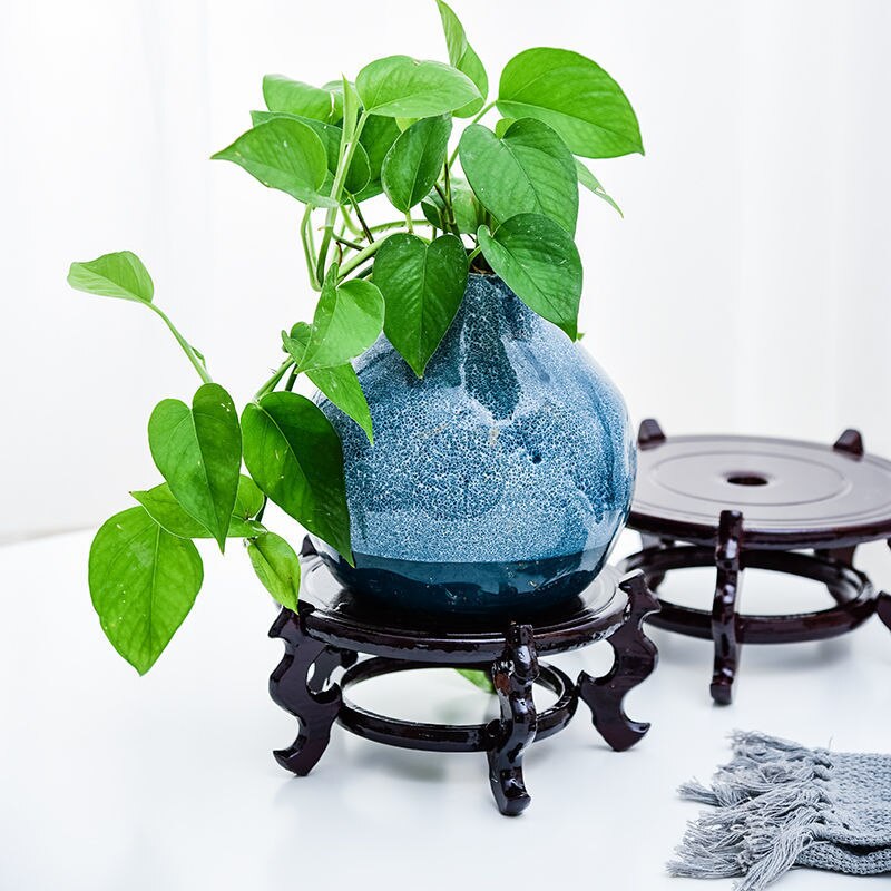 Soporte de floreros de cerámica Vintage para decoración del hogar, soporte de porcelana china tradicional antigua, azul y blanco, soporte para jarrón