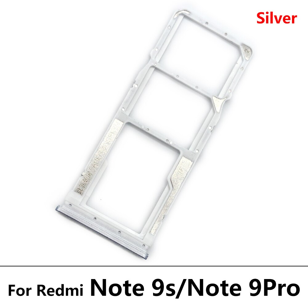Carte Sim pour Xiaomi Redmi Note 9S 9 Pro / Mi Note 10 Pro, fente de plateau, support de carte SD, pièce de réparation, noir, bleu, or: Redmi Note 9S silver