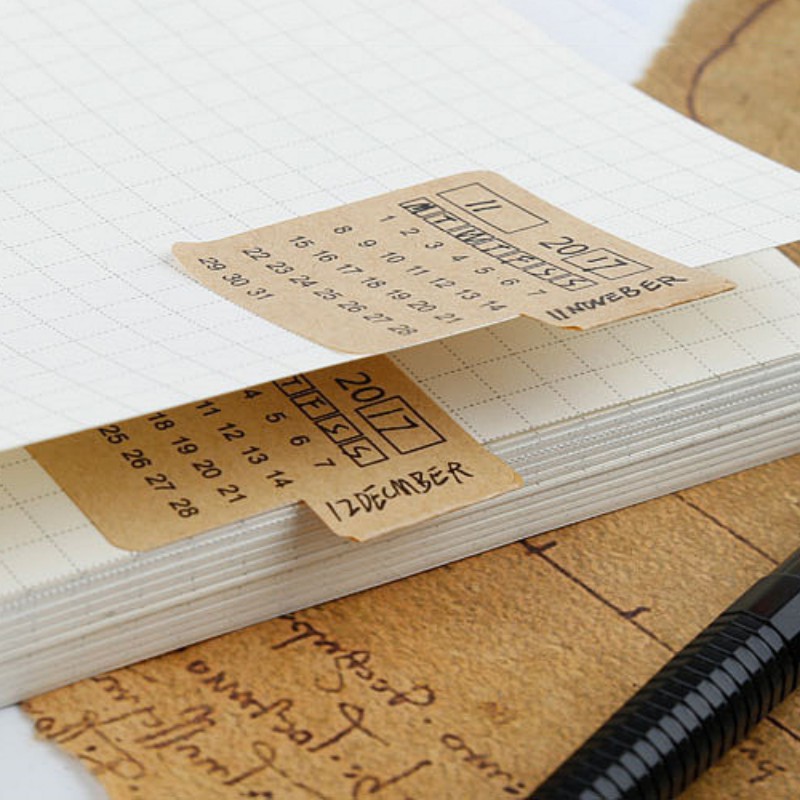Autocollant en 2 pièces pour carnet de notes | Étiquette Index mensuel, pour planificateur, accessoires feuille de Slip, papier Kraft,