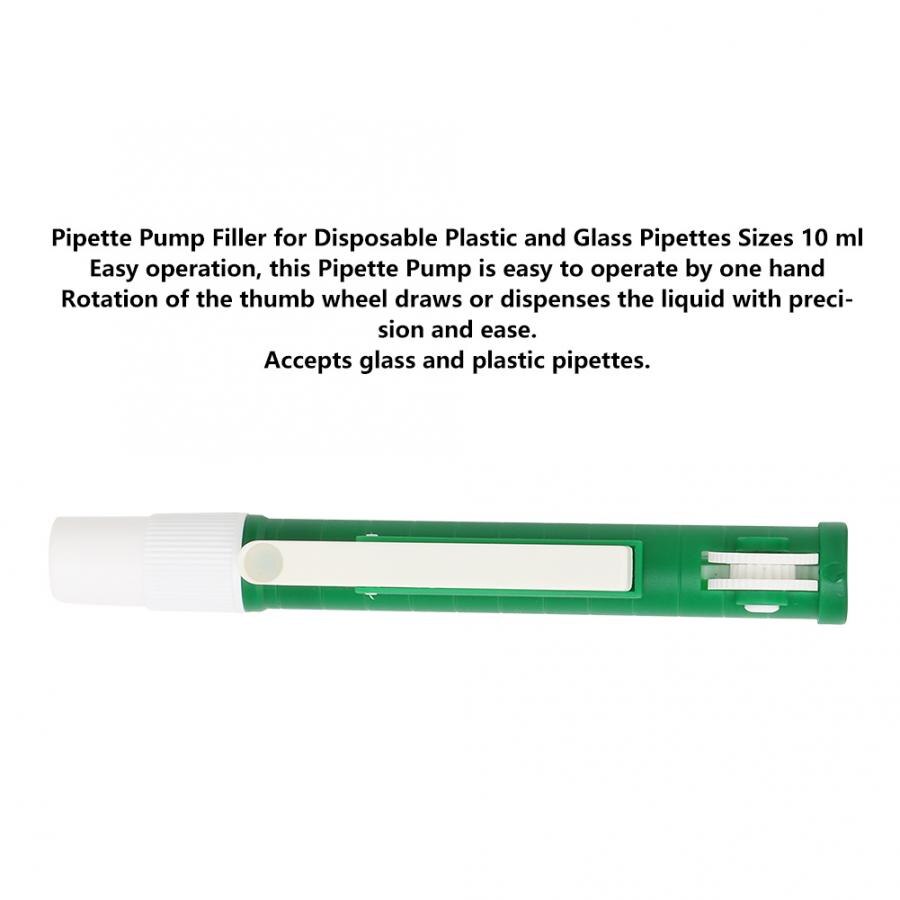 10 ml Pipette Pump Filler for Disposable Plastic and Glass Pipettes Green lab Pipette Pump
