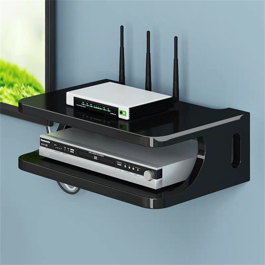 Floating Shelf For TV Components Metal Wall Mounted Media Console 2 Tier For Cable Boxes/Routers/Remotes/DVD Players
