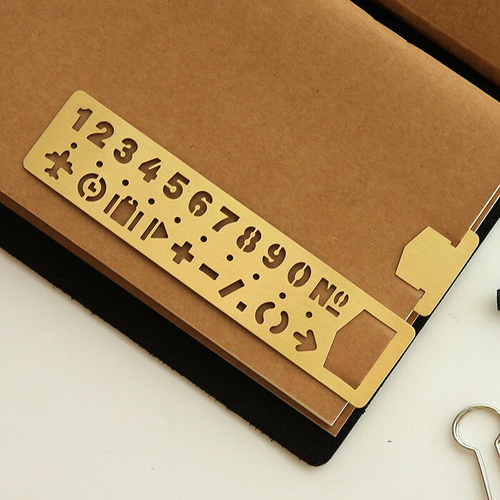 Regla recta hueca de Metal, marcador con patrón de letras y números, plantilla escolar, herramienta de dibujo, papelería