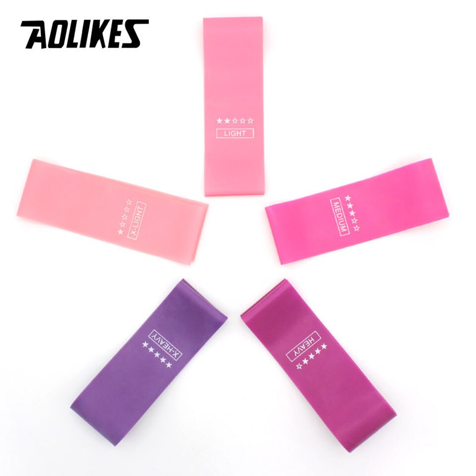 AOLIKES-Bandas de resistencia para entrenamiento físico, 5 unidades, para Fitness, gimnasio, fuerza, deporte Pilato, goma, Fitness, Mini bandas para Crossfit