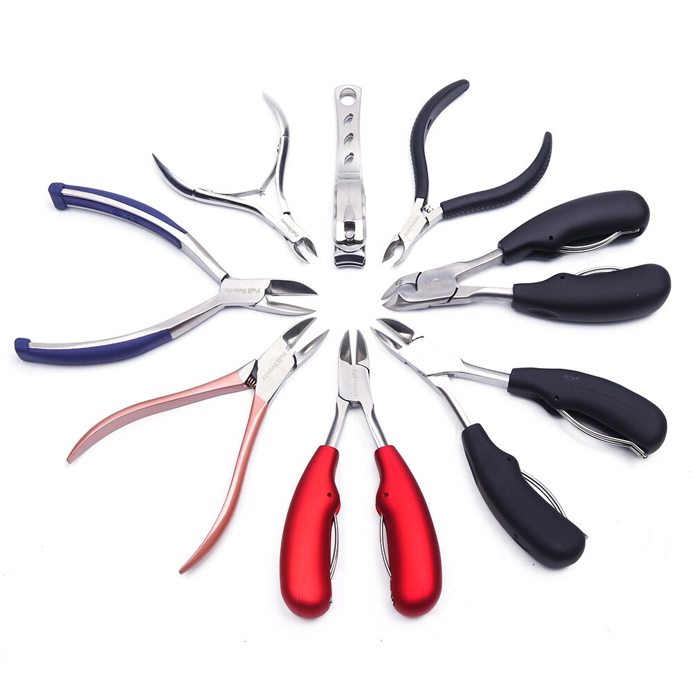 Nail Cuticle Clipper Manicure Scissors Stainless Steel Trimmer Pliers With Spring Black Red Dead Skin Cutter Nail Tools SAQ1-8