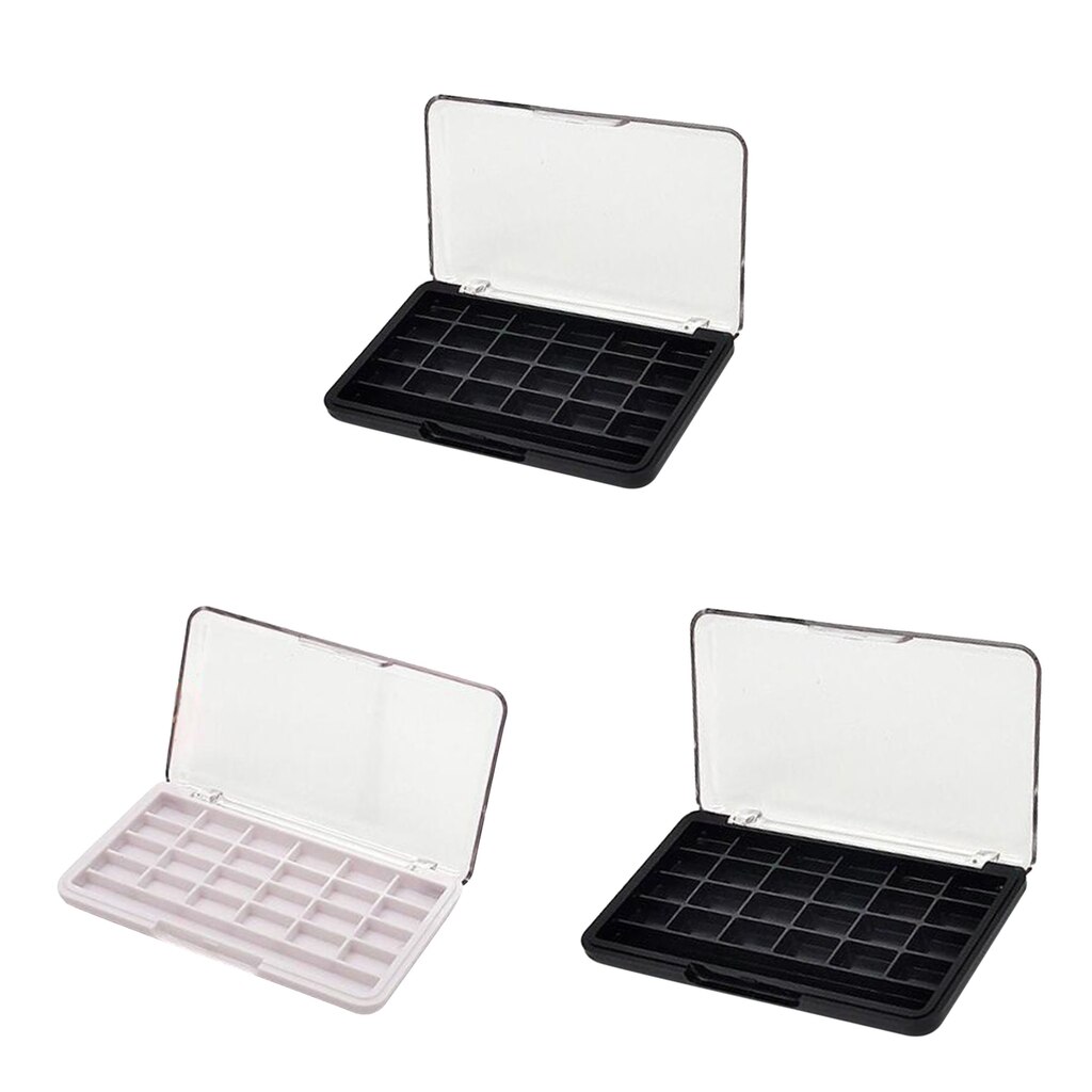 Caja de paleta vacía para maquillaje, lápiz labial, bálsamo labial, sombra de ojos, colorete, 24 rejillas, 3 uds.