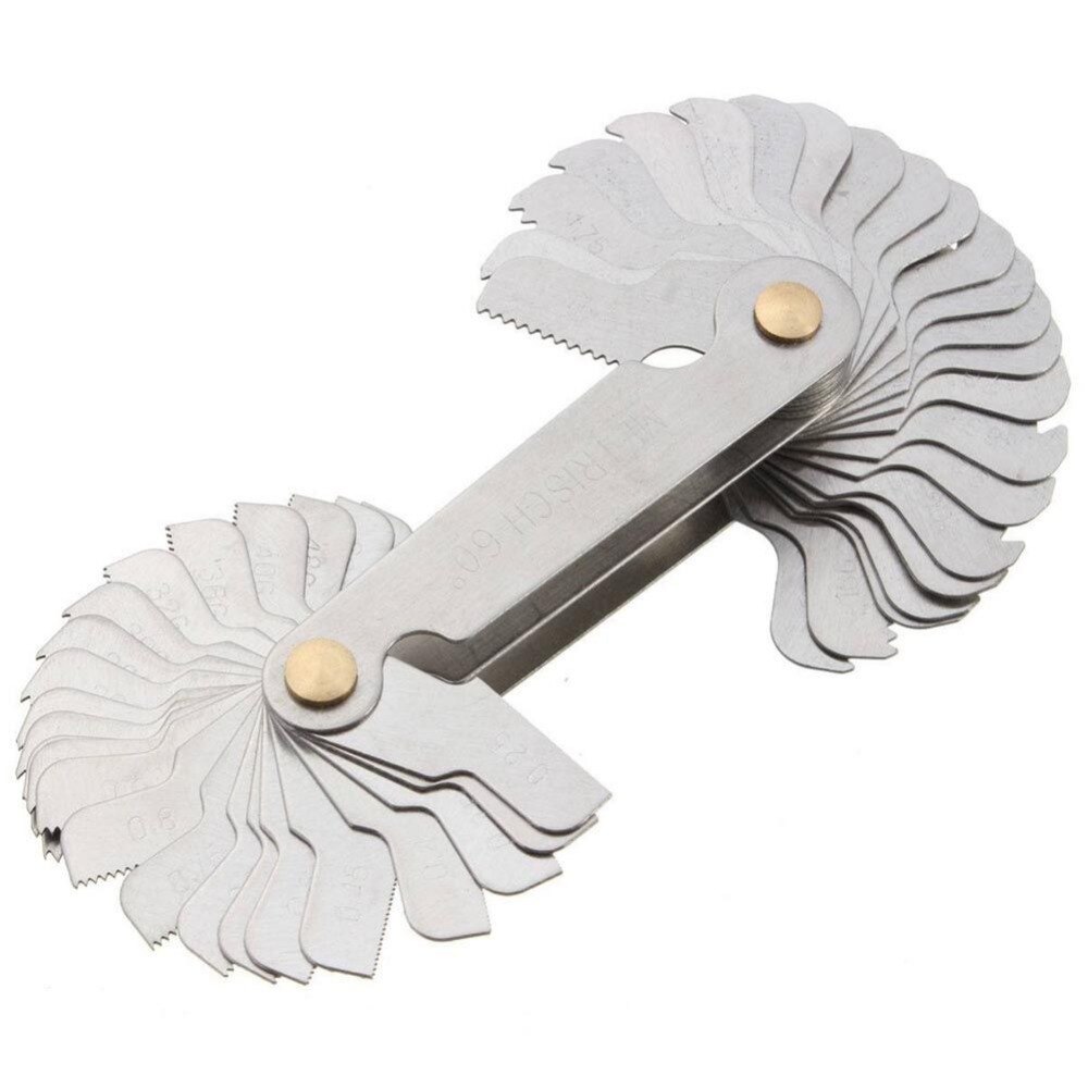 4pcs Screw Gauge set Thread Pitch Gage set 52 blades 60 degree metric 55 degree Whit Worth Lock device center gauge