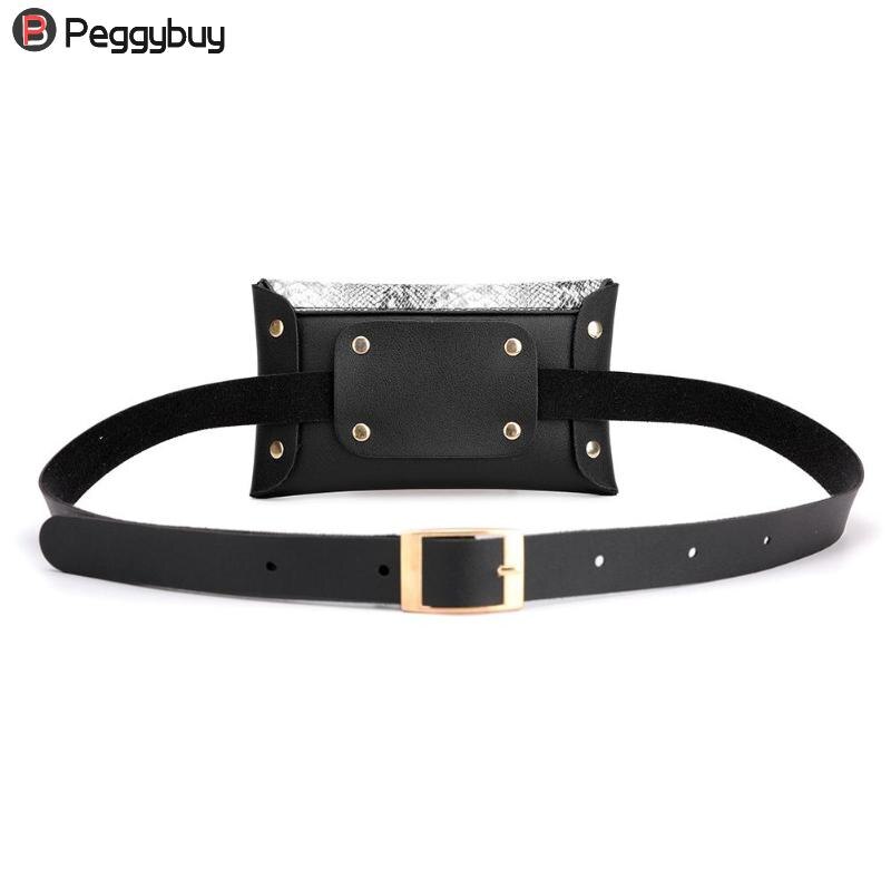 Snake Pattern Shoulder Waist Bags Fanny Belt Packs Phone Pouch Women Flap PU Leather Crossbody Casual Messenger Chest Bags