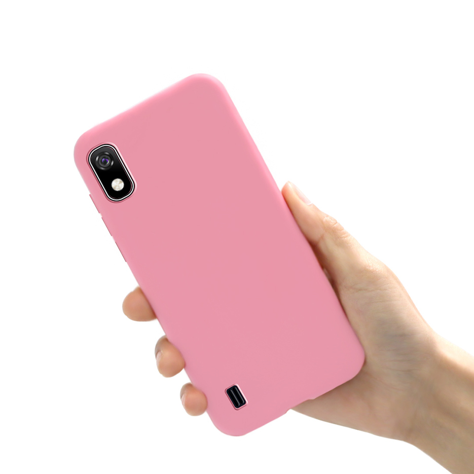 Schutzhülle für samsung Galaxis  a10 sm -a105f, weiches silikon, niedliche, bonbonfarbene handyhülle für samsung  a10 a 10 a105f, rückseite: Rosa