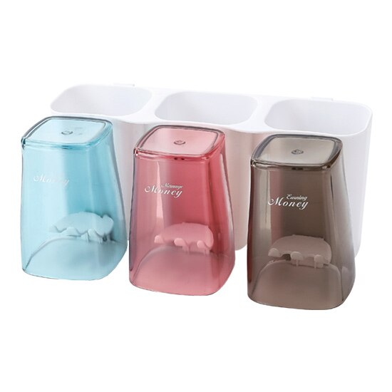 Ensemble de lavage de salle de bain-gratuit poinçonnage tenture murale brosse à dents rangement porte-brosse à dents bouche tasse brosse à dents support de verre