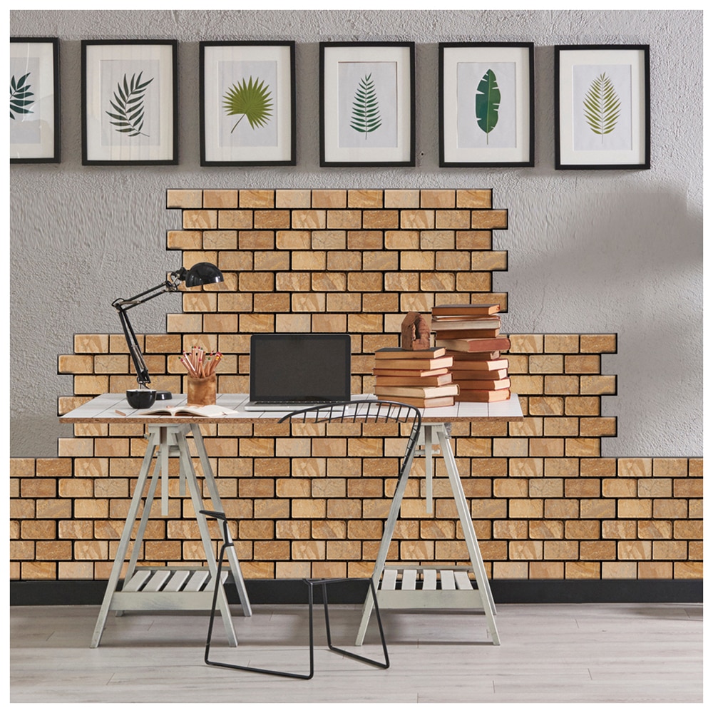 Lychee Life 3D Grain Brick Wall Stickers Square Mosaic Stick Tile DIY Arts Crafts Making Home Decoration Material