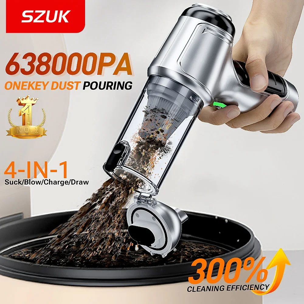 SZUK Auto Vacuüm Cieaner 638000Pa Draadloze Mini Handheld Reinigingsmachine Krachtige Draagbare Blower Stofzuiger voor Auto Thuis Draadloze stofzuiger Mini Handheld stofzuiger Stofzuiger voor auto en huis