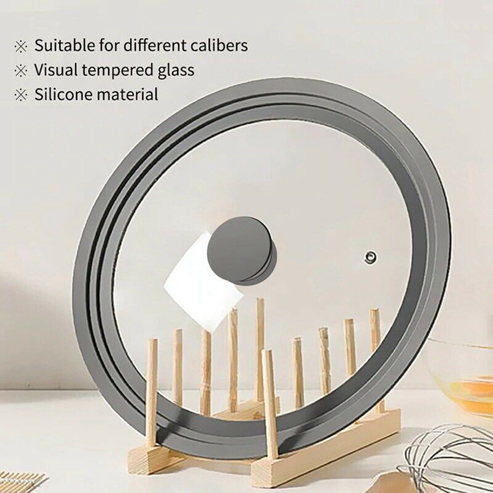 Universal Silicone Glass Lid Covers for Pots Pans, Cookware Replacement Lids