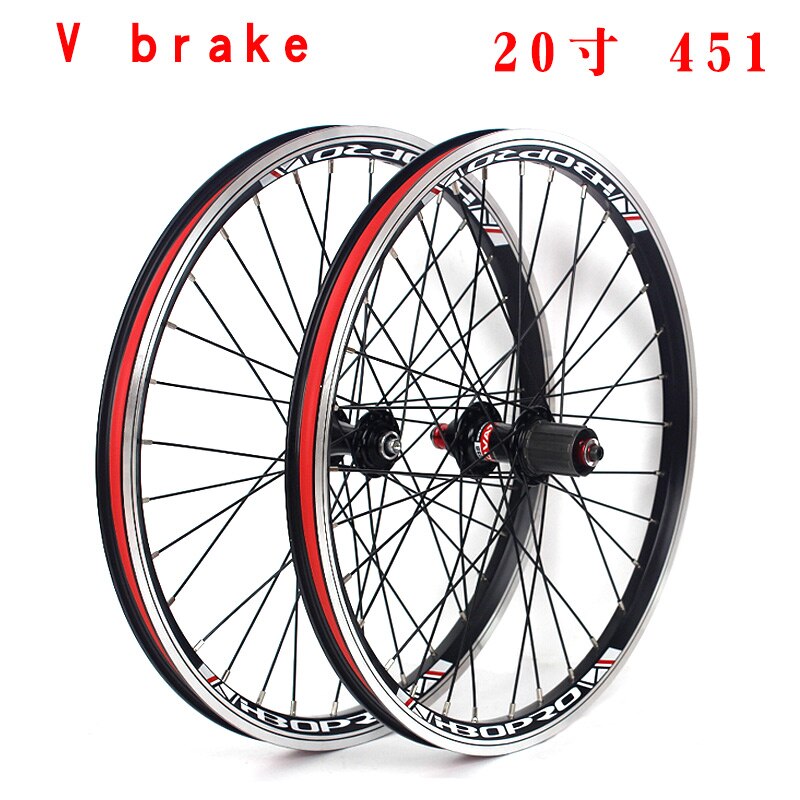 Mountain bike wheel set 20 inch 406 451 V brake disc brake double layer aluminum alloy 2 bearing 7-10 speed 32 hole wheel set
