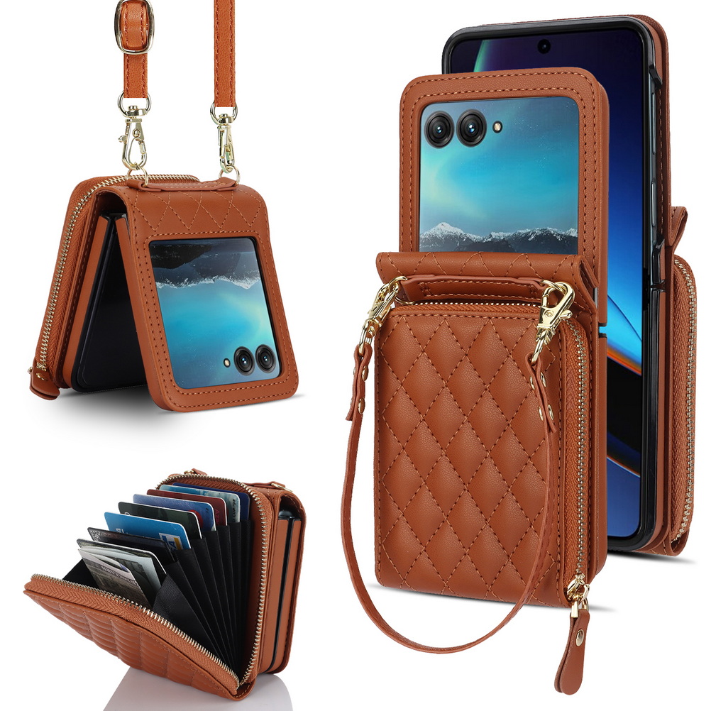 Opvouwbare portemonnee met meerdere vakken en diagonale draagriem voor motorola razr 60 ultra, razr 60 , 50 ultra 40 moto razr hoesje