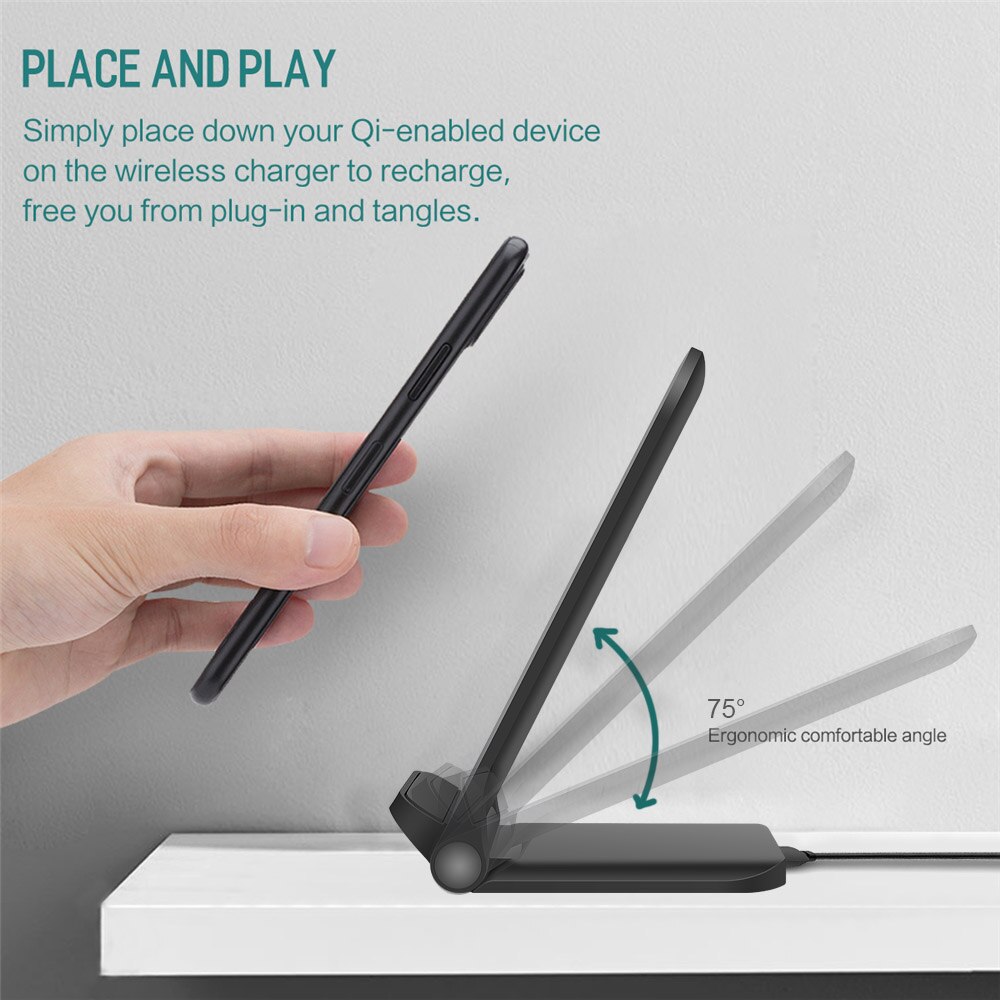 FDGAO 15W Fast Wireless Charger For Samsung S10 S9 S8 Huawei Xiaomi USB C Fold 10W Qi Charging Stand for iPhone 11 Pro XS XR X 8