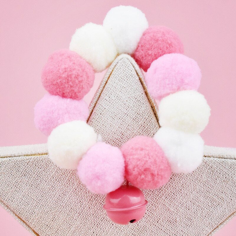 Katze Hund Kragen Neck Ring Niedliche Schal Bunte Plüsch Kugeln Strap Pet Fotografie Zubehör Katzen Halsbänder Perro Gatos Kot Dla kota: Rosa / 20cm