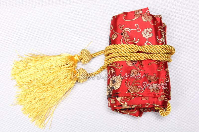 Japanischen Samurai Schwert Silk Tasche Rot Gold Farbe Bestickt Blume Für Katana/Wakizashi Neue versorgung
