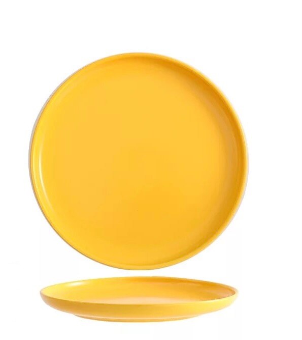 Vajilla de cocina de Color sólido, cerámica creativa Europea sencilla, bandeja para platos finos para ensalada, carne: YELLOW / 6 pulgadas