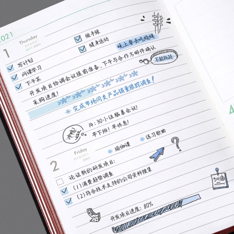 Planner Organizer A5 Agenda Journal Notebook Business Diary Notepad Gel Pen