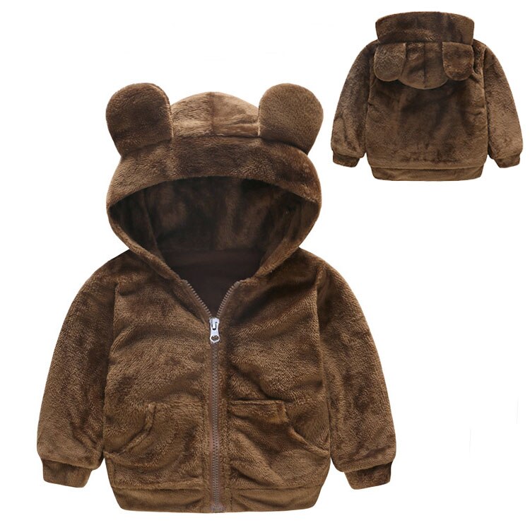 Herfst Winter Baby Meisjes Jongens Leuke Baby Jas Meisje Lange Mouwen Rits Hooded Dikke Warme Jassen Baby Kids Bovenkleding Kinderen kleding