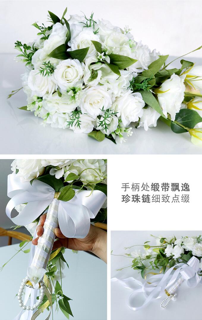 Ramos De novia blancos en cascada, rosas De boda, orquídea Artificial, flor De seda hecha a mano, ramo De boda , nueva s161