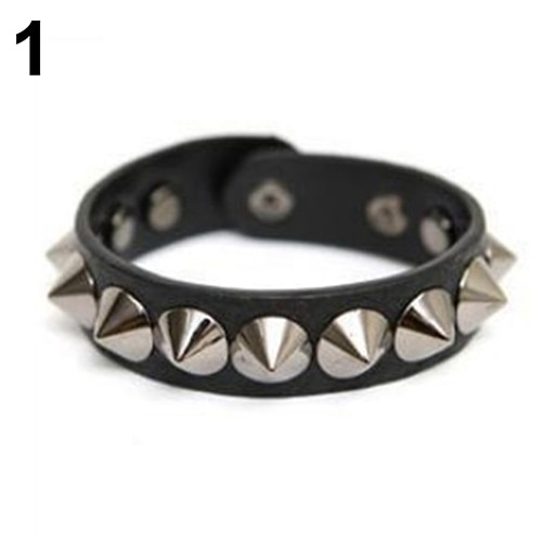 Bluelans Punk gotisch Felsen Faux Leder Nieten Zucht Spitze Armbinde Manschette Armreif Armbinde