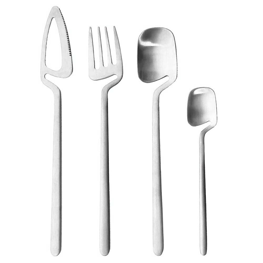 4 stuks zwart serviesset keukendecoratie lepel vork mes bestekset keukengereedschap ijs desserts soep koffie gebruik servies: Zilver